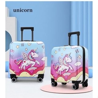 20 inch kids luggage cartoon rainbow unicorn cute children trolley bag case suitcase Hobbies Toys Travel Luggage on Carousell