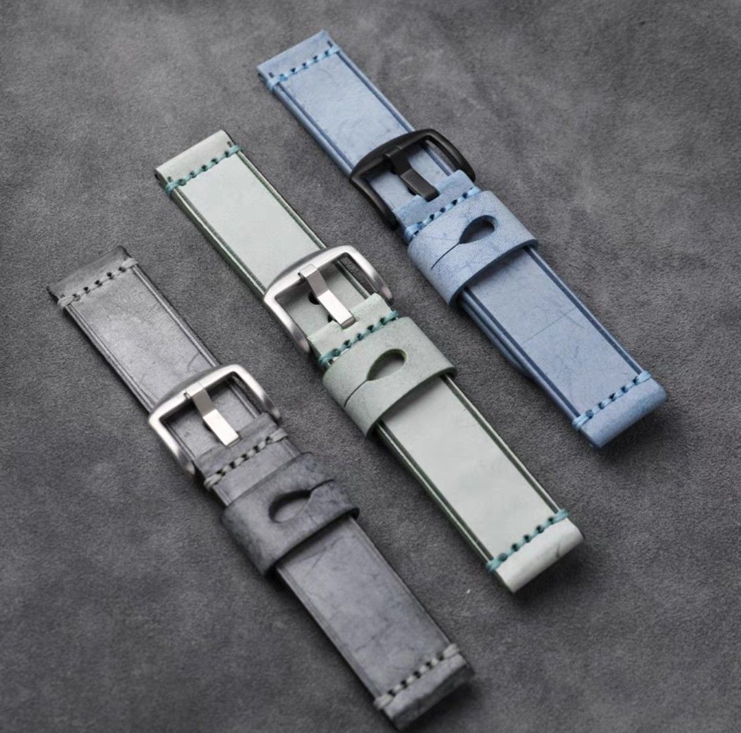 Wide black shop leather watch band