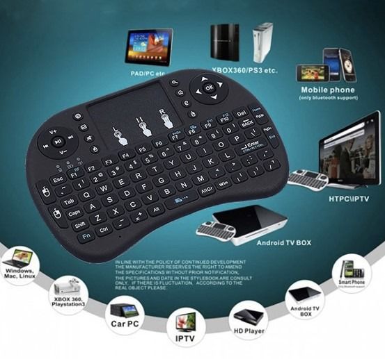 7 Colours Backlit Wireless Touchpad Mini Keyboard for TV / Gaming PC ...