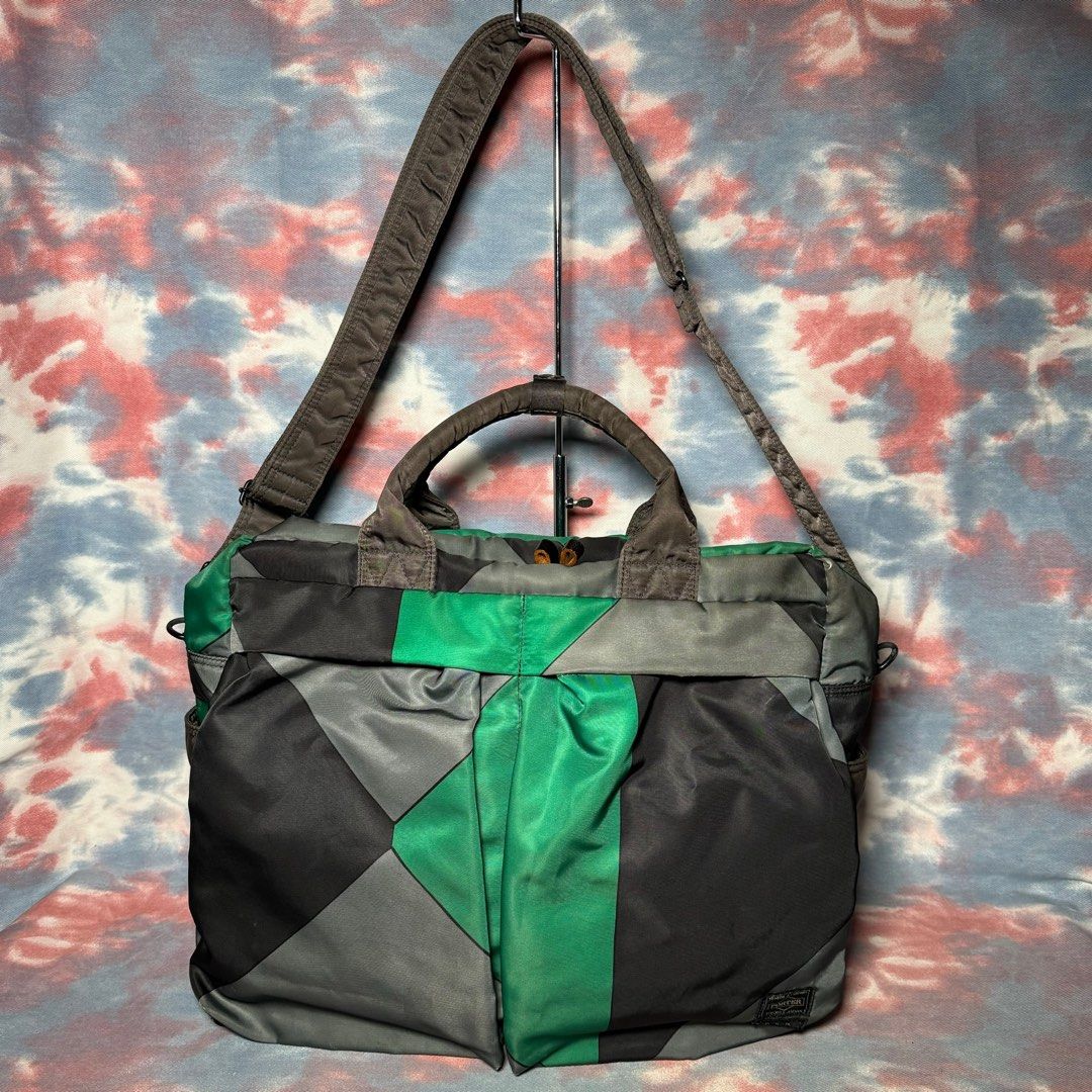 85% new porter x marni 2way helmet bag L green x black x grey 黑色