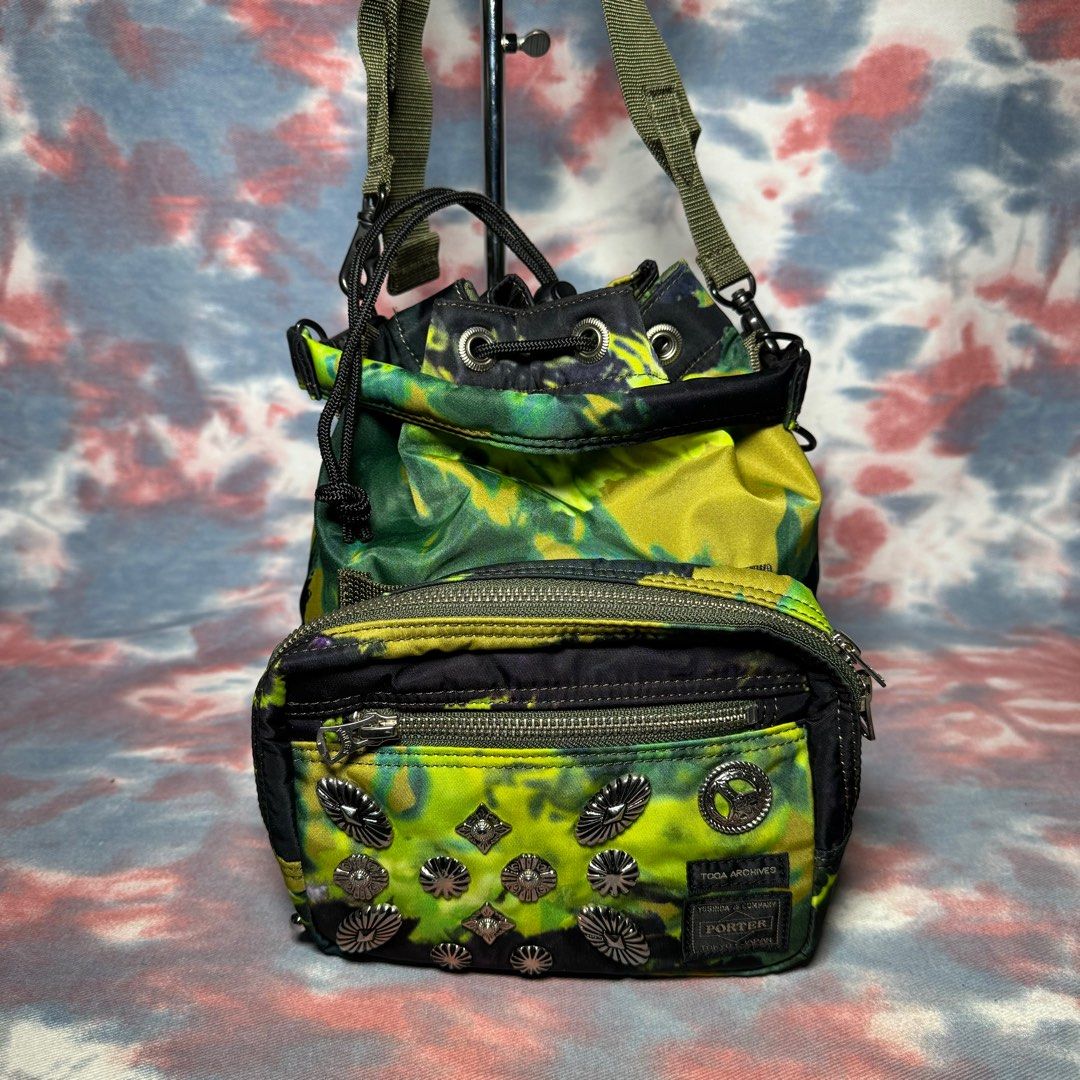 95% new Porter toga archives green tie dye handbag balloon bag 紮