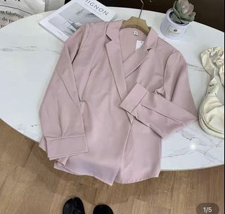 粉色長袖襯衫 可當外套搭
