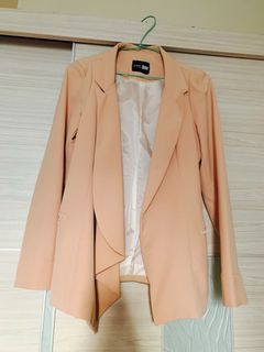 正韓 杏色修身西裝外套