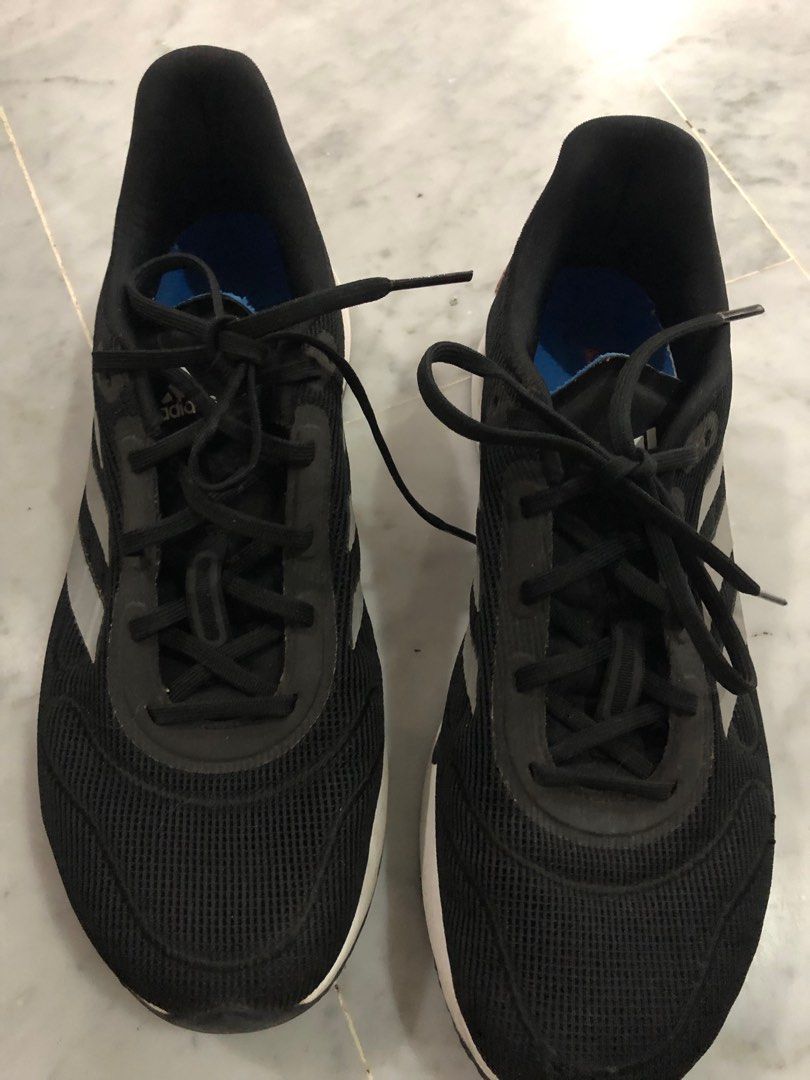 Mens black discount adidas running shoes