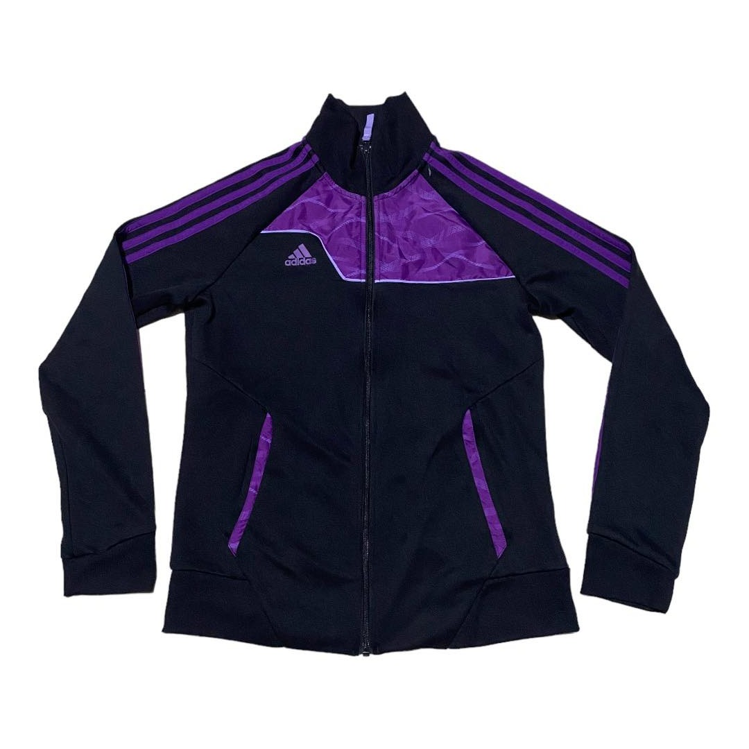 Black adidas jacket with purple stripes new arrivals