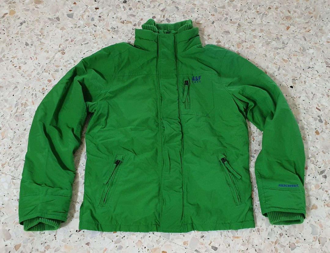 A F Abercrombie Fitch Winter jacket green with blue fleece lining Men Large