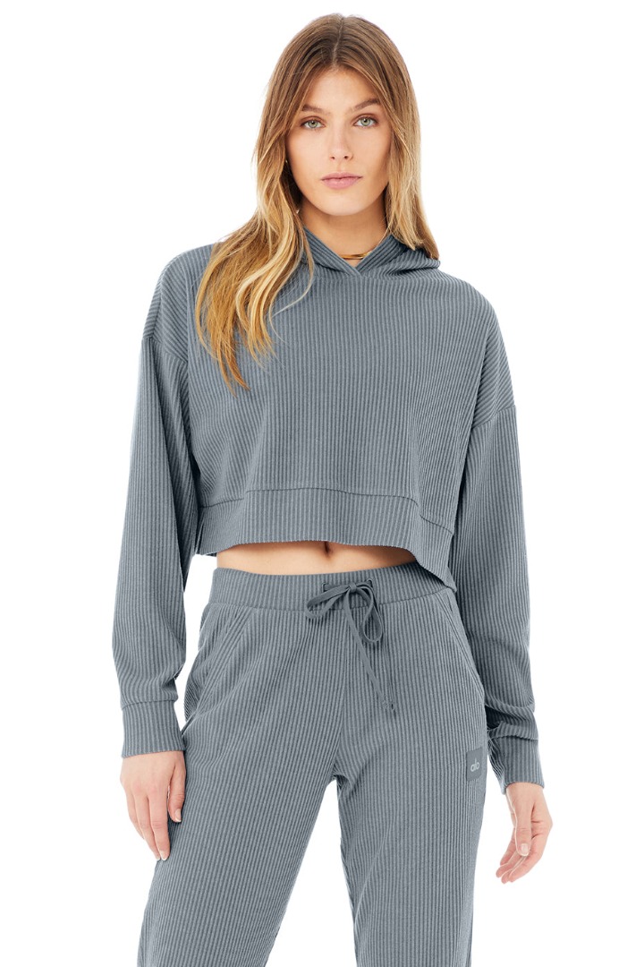 Alo Yoga Muse Hoodie + Sweat Pants Set in Steel Blue, Women's Fashion,  Activewear on Carousell