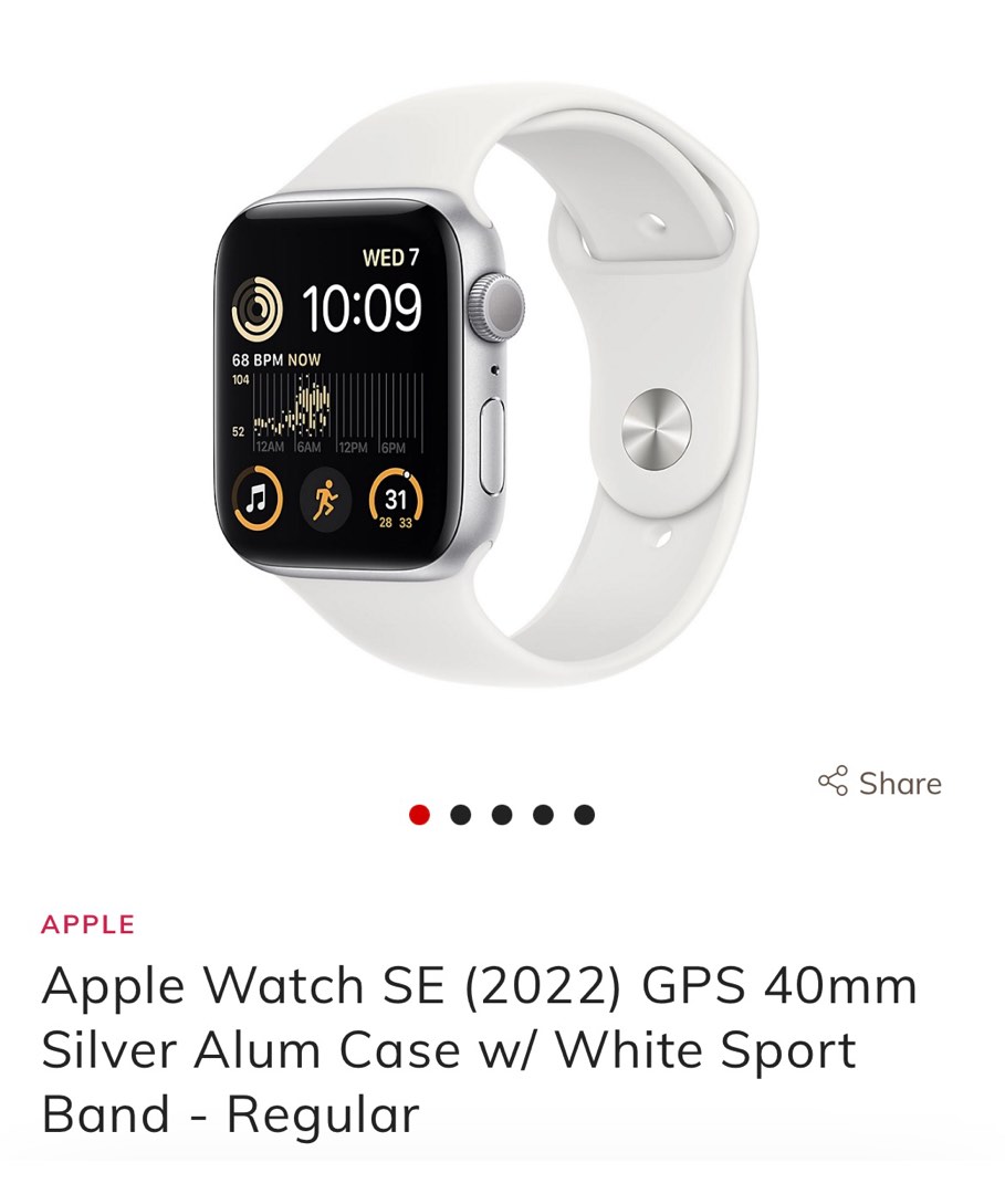 Apple Watch SE Gen 2 GPS 40mm Silver Aluminium Case with White