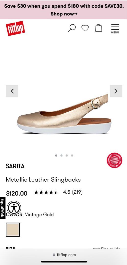 Authentic FITFLOP Sarita leather sling back sandal Women s