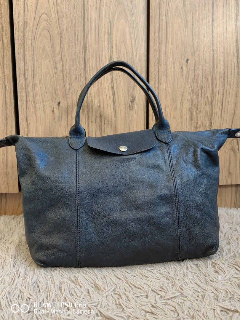 Authentic Longchamp Roseau Leather Light Brown Tote Hand Bag Made in France