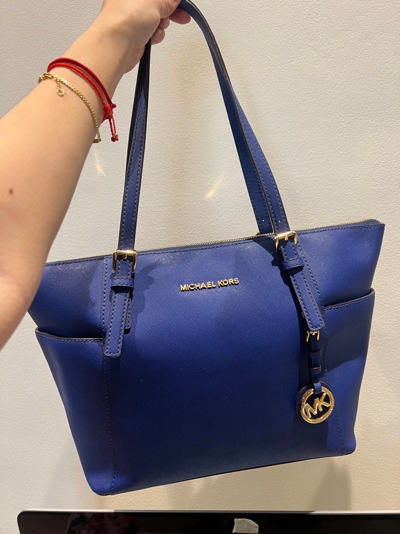 Authentic Michael Kors Charlotte Bag in Cobalt Blue with Gold Hardware