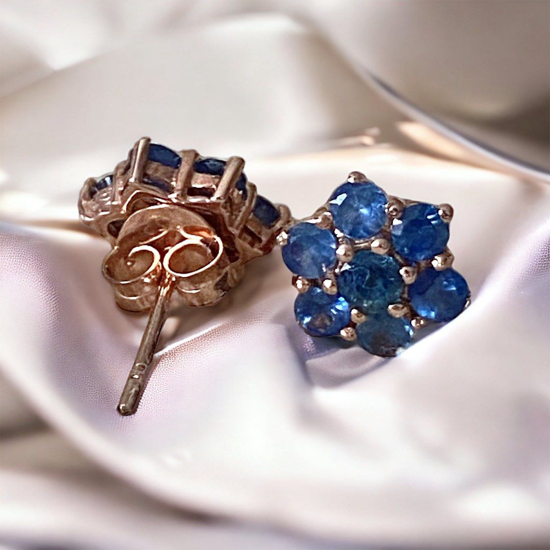 BEST BUY Dainty blue sapphire ear studs Women s Fashion
