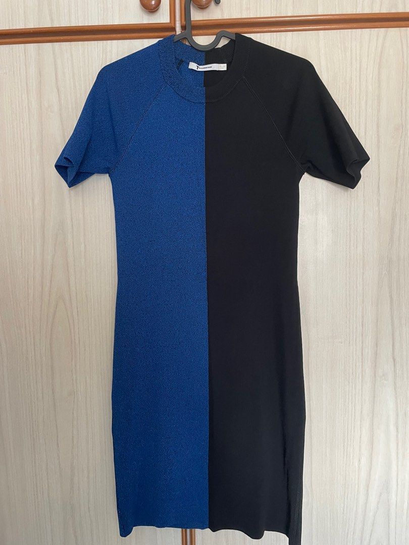 T by Alexander Wang fitted knit dress (Blue-black colour block), Women's  Fashion, Dresses & Sets, Dresses on Carousell