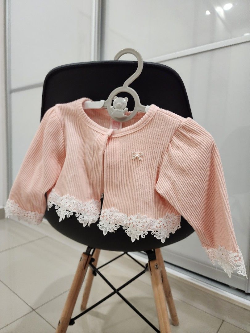 Baby girl top peach cardigan