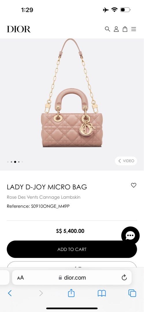 Dior Lady D-joy Micro Bag Black Cannage Lambskin - Women
