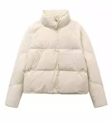 BNWT Cream Down Feather Short Winter Puffer Jacket Outercoat