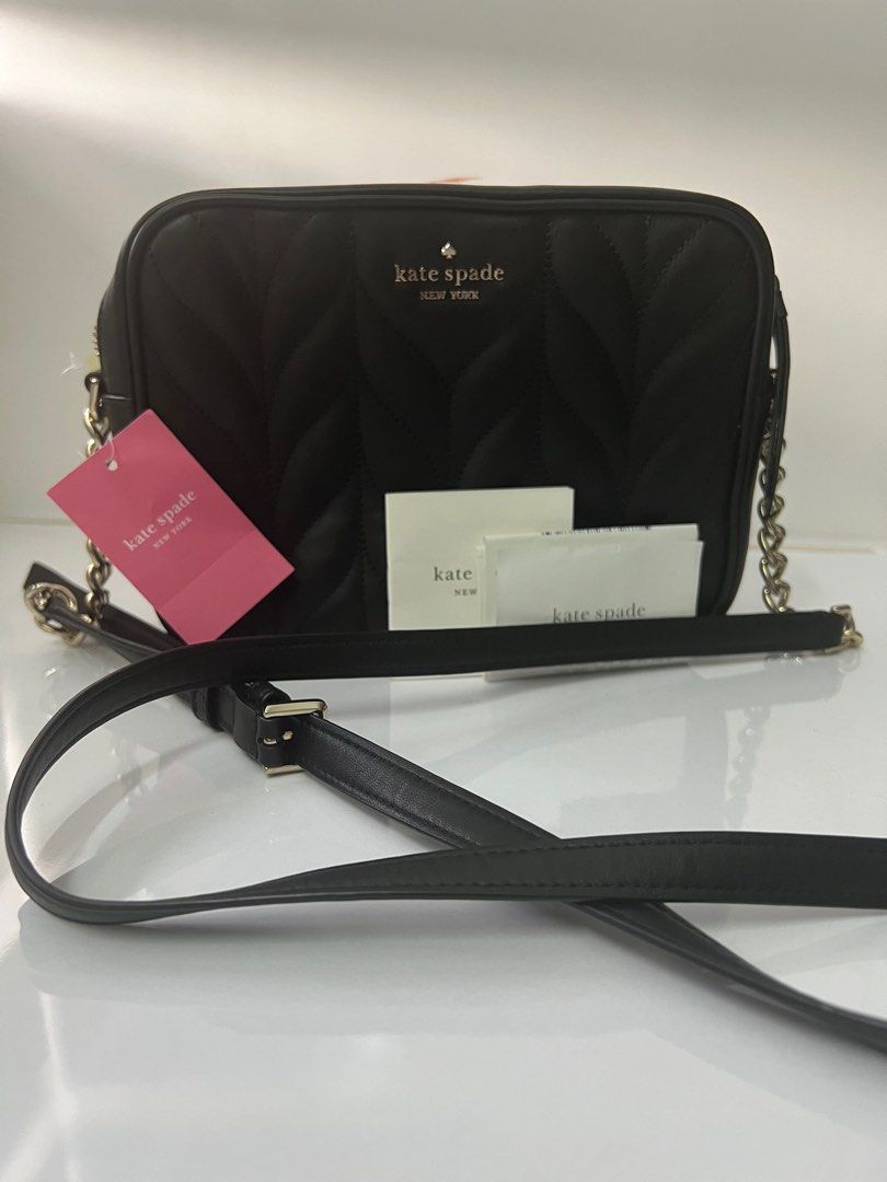 Kate Spade Briar Lane Quilted Camera Bag Black in Leather with Gold-tone -  US