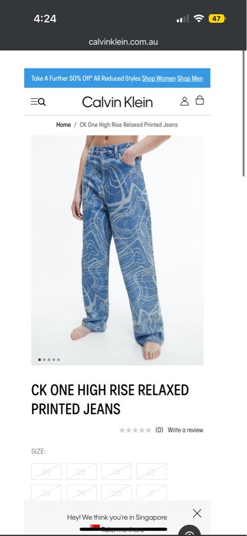 Calvin Klein Printed Jeans W28