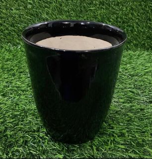 Ceramic Black Glaze Pot Vase with Drainage Hole 5.5” x 4.5” inches - P275.00