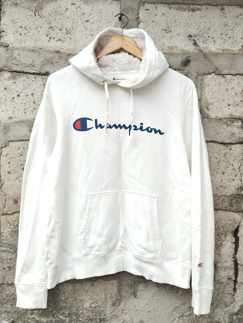 Champion Authentic White Hoodie Sweatshirt 22x27 Large on tag Good condition Issue Fade na yung C na mliit sa sleeve Need wash 750 plus sf