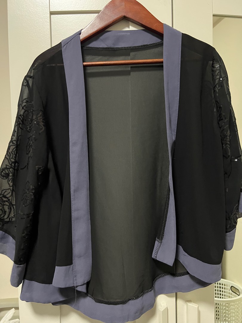Chiffon black cardigan sale