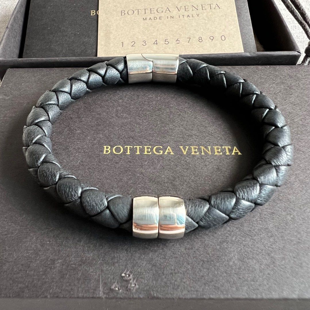 Bottega Veneta Outlet: Twist bracelet in nappa leather and silver - Grey