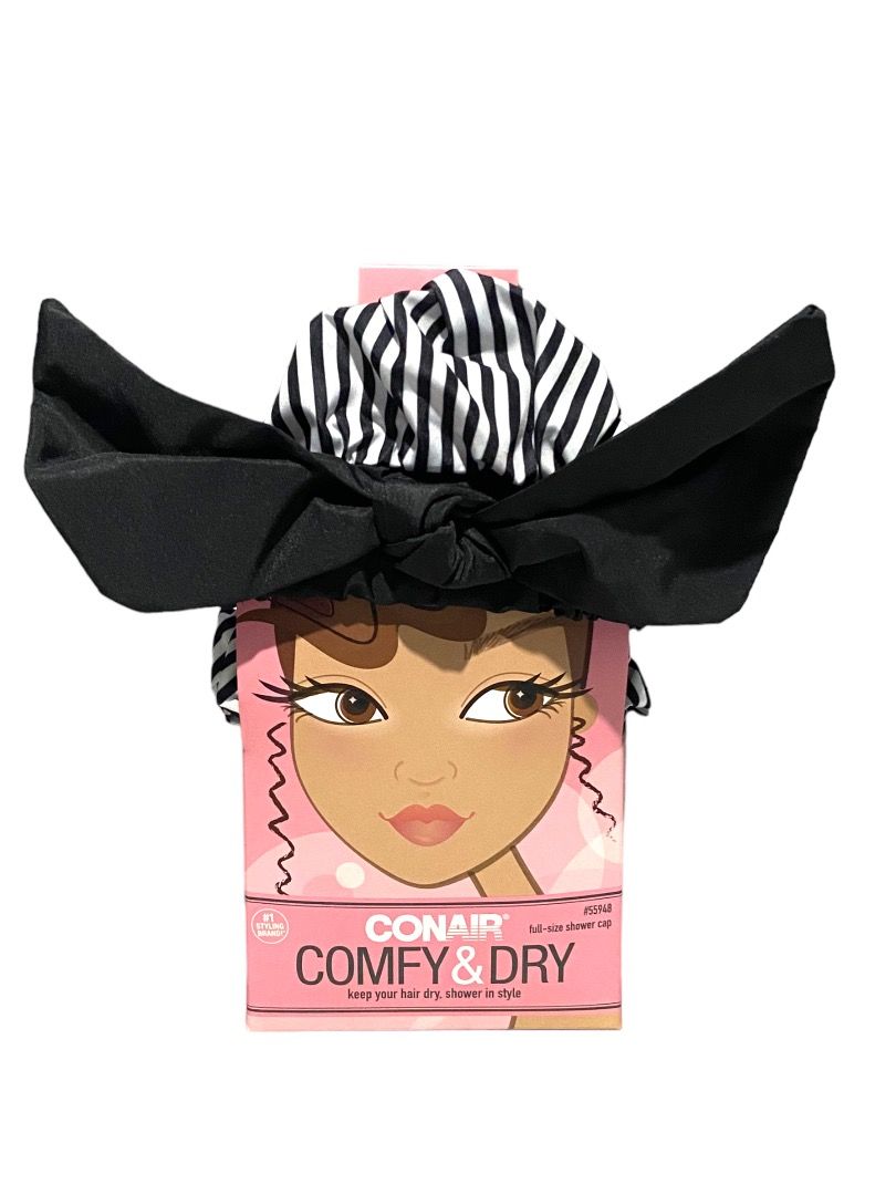 Conair Comfy & Dry Full Size Shower Cap With Bow, Beauty & Personal Care, Hair on Carousell