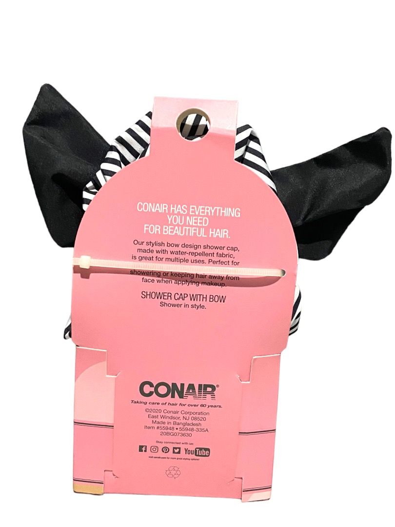 Conair Comfy & Dry Full Size Shower Cap With Bow, Beauty & Personal Care, Hair on Carousell