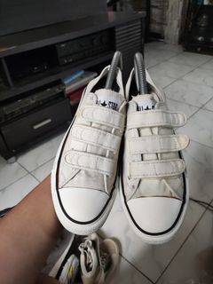 Converse white hot sale leather velcro