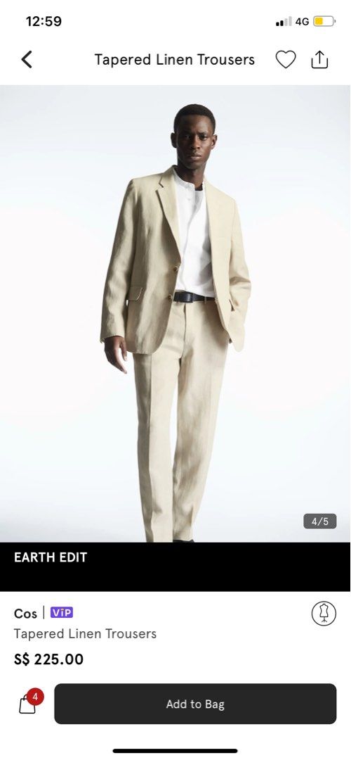 COS Tapered Linen Trousers Men s Fashion Bottoms Trousers on