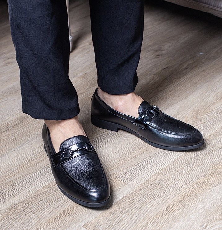 Cowhide leather men formal work casual loafer slip on shoes
