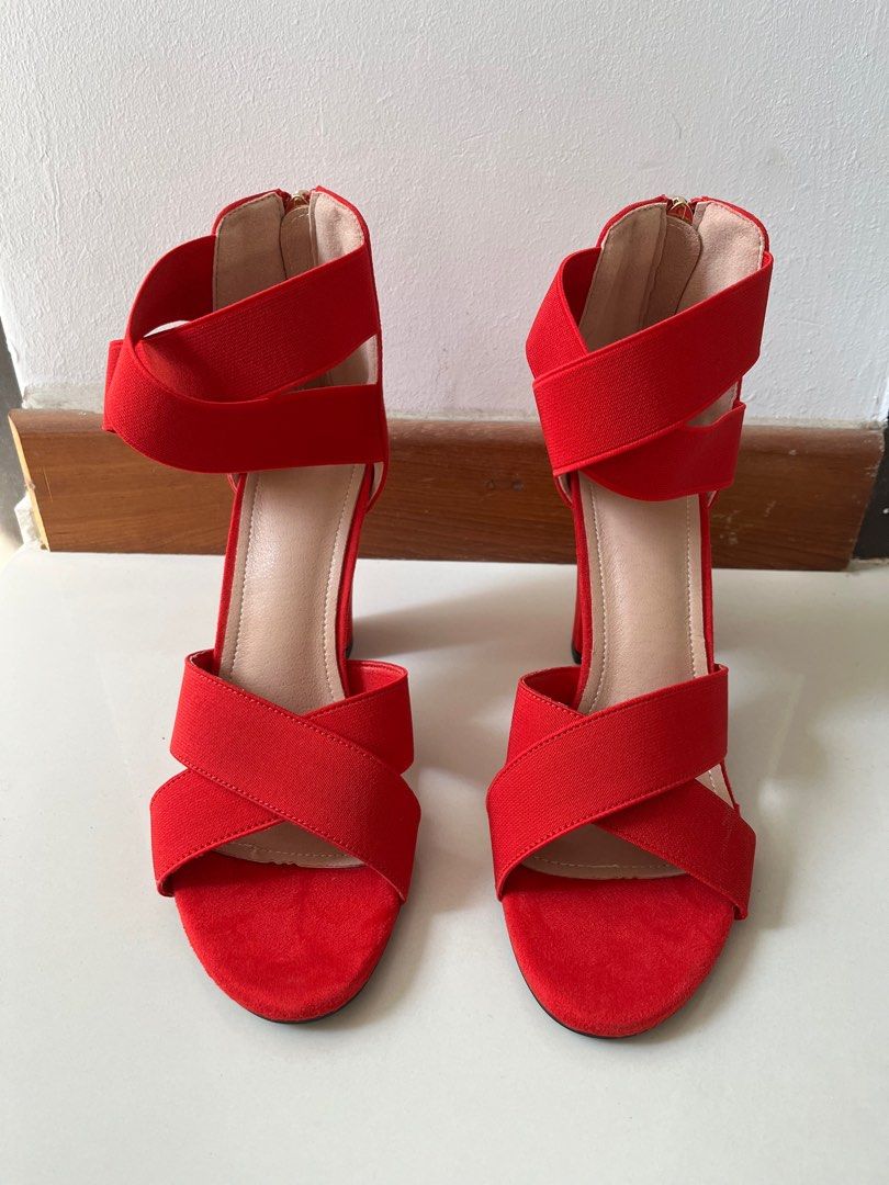 Red heels on sale with strap