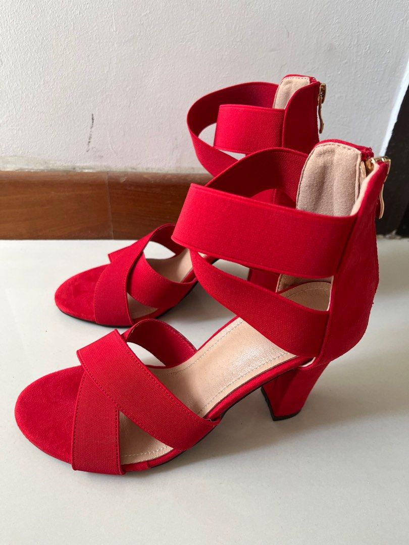 Red cross strap new arrivals heels