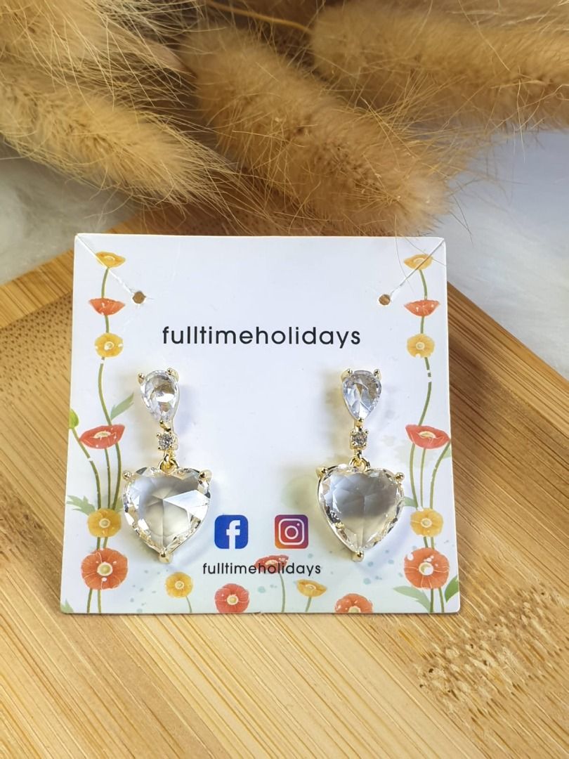 Crystal Clear Heart Shape Earring For Ladies Women Girl Jewellery