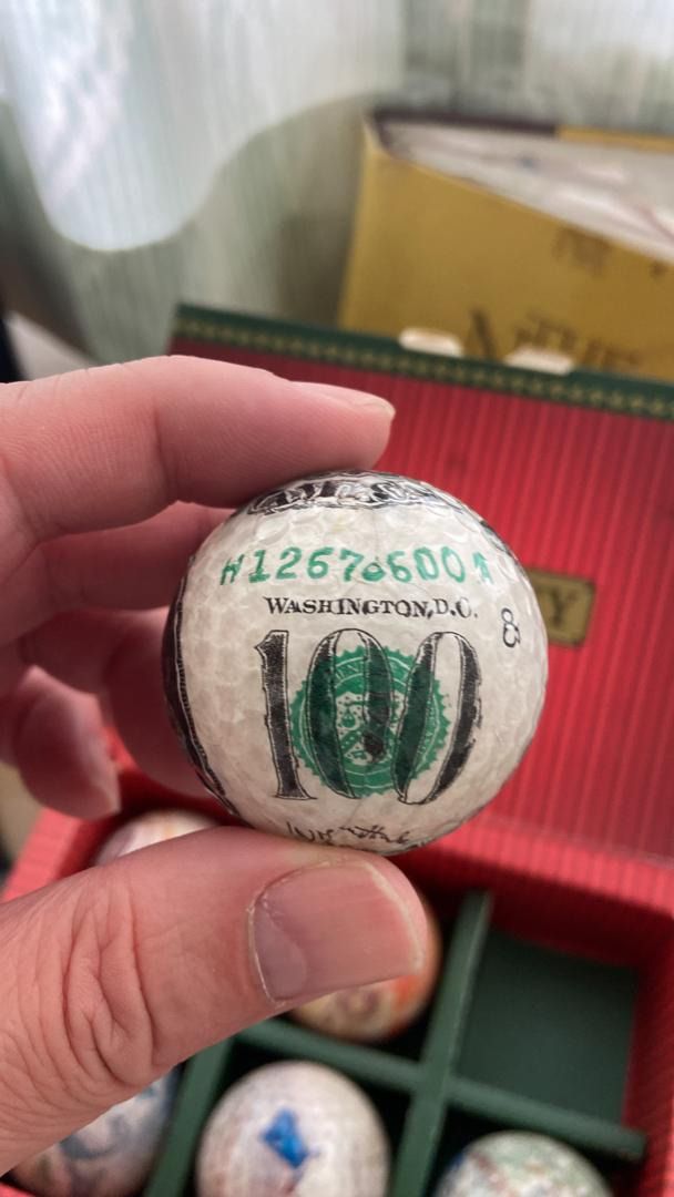 Currency Wrapped Crystal Golf Balls - Set of Six, Hobbies & Toys 