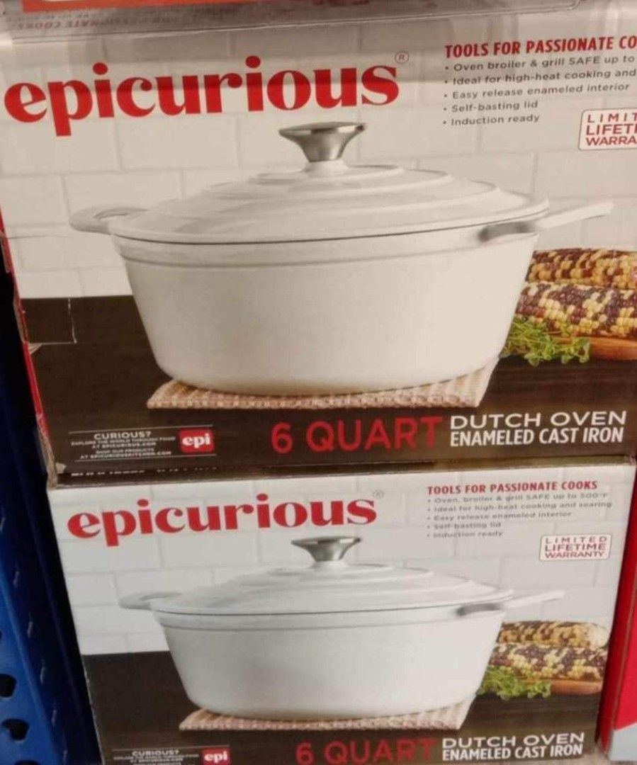 Epicurious 6qts dutch oven enameled cast iron, TV & Home Appliances