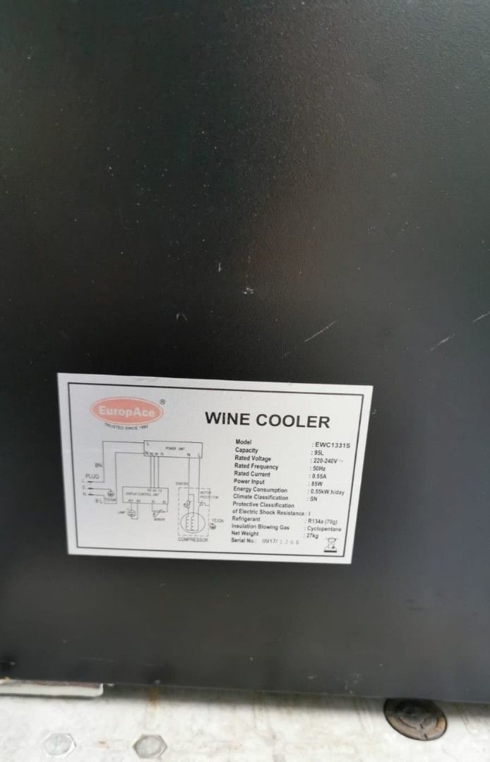 Europace 33 Bottles Wine Cooler EWC 1331S + Free 6 NonMatching Wine