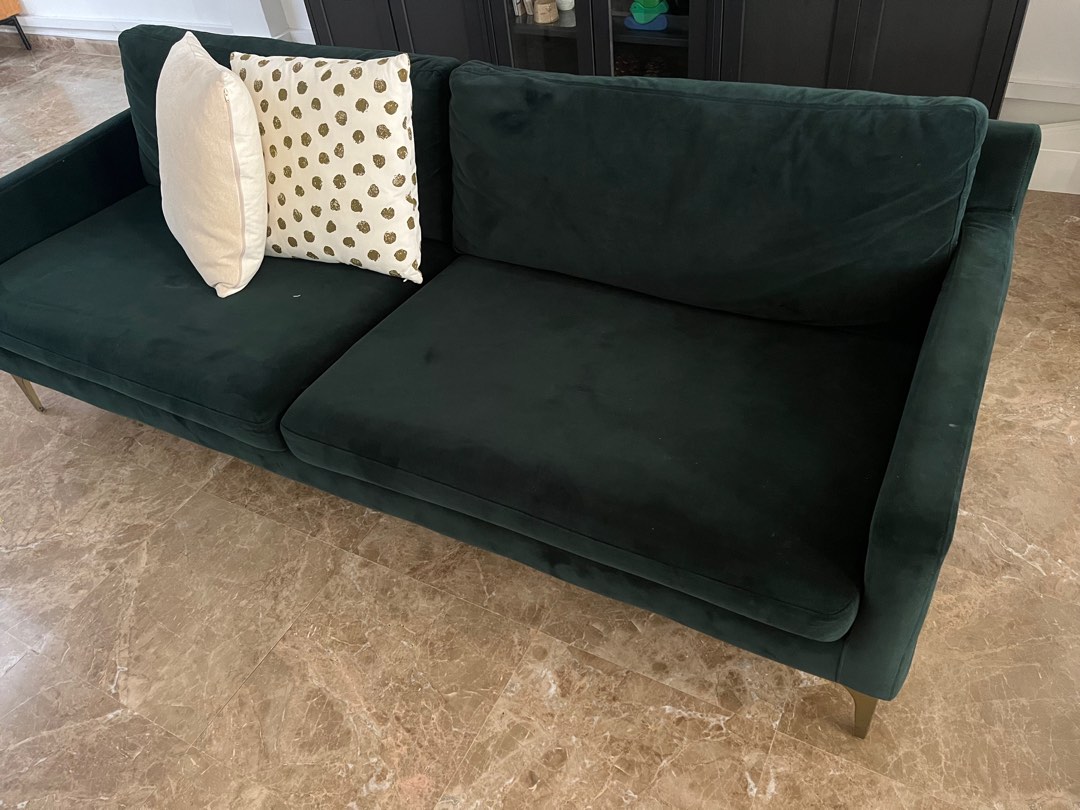 Forest Green Sofa Velvet Material