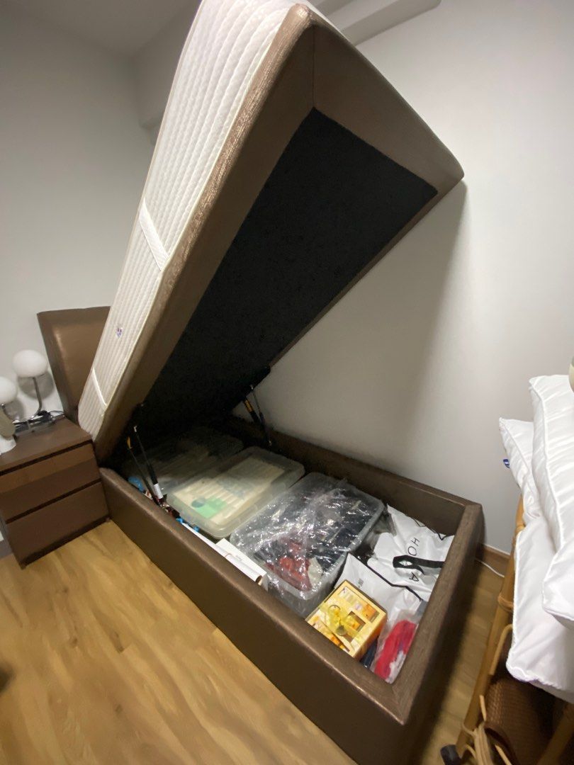 Germanmade Hydraulic Storage Bed and Mattress, Furniture & Home Living