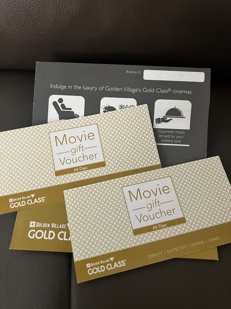 Golden village,2x gold class ticket, Tickets & Vouchers, Vouchers on