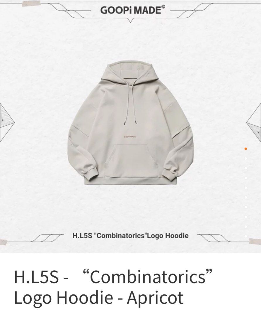 Goopimade H.L5S - “Combinatorics” Logo Hoodie - Apricot, 男裝