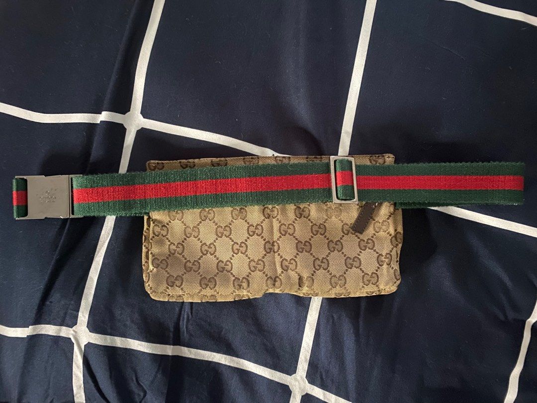 GUCCI Gucci waist bag GG canvas sherry line 162962 beige brown