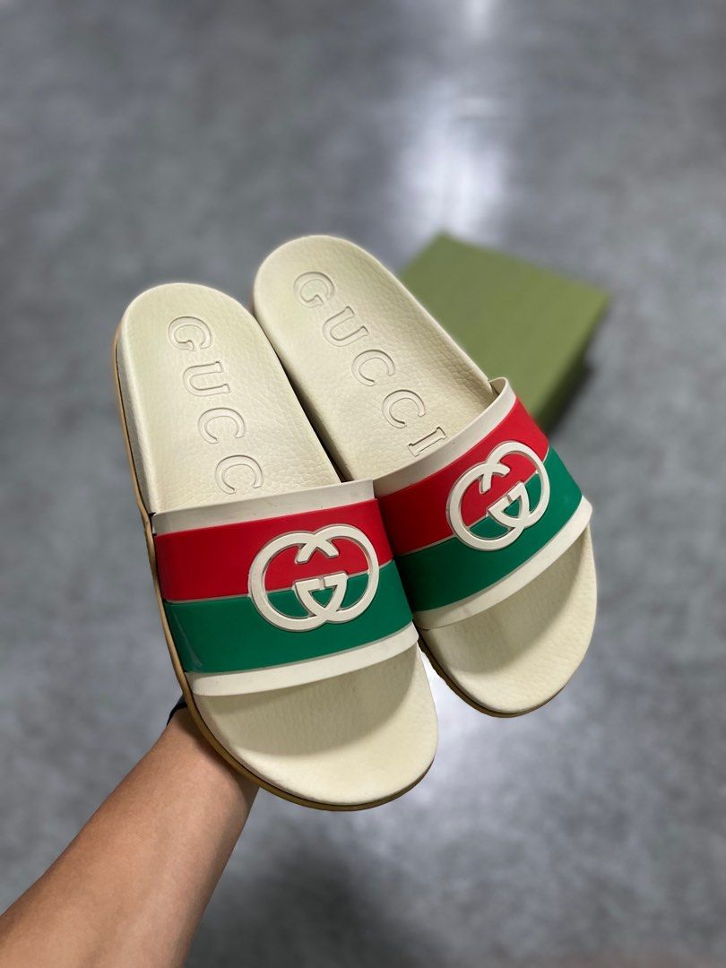 White red and green gucci slides online