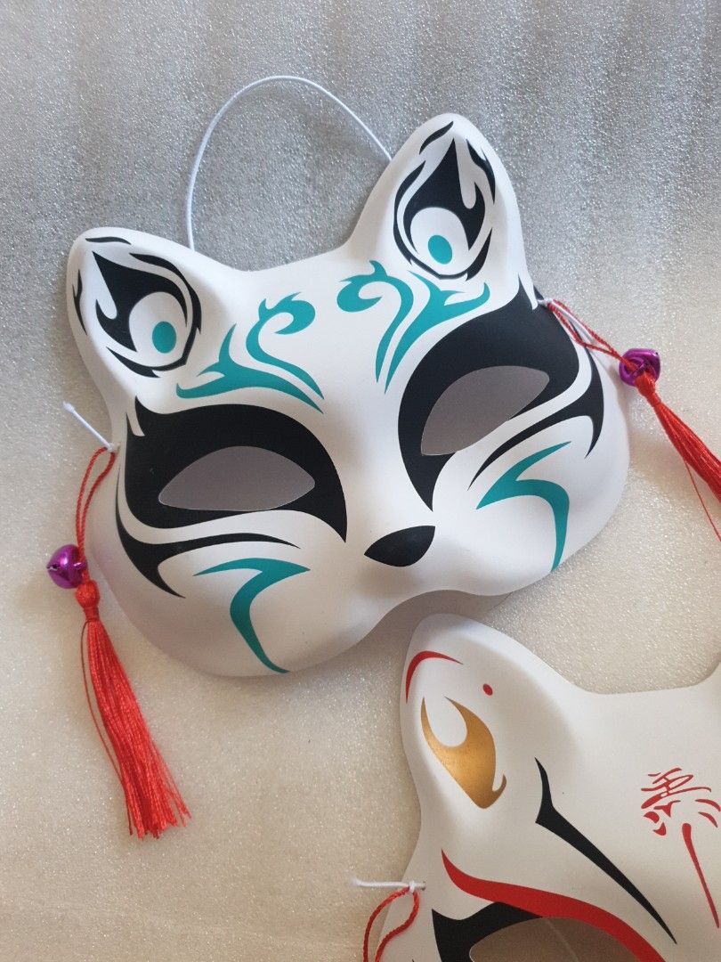 Neon White Game Green Mask - Japanese Kitsune Cosplay