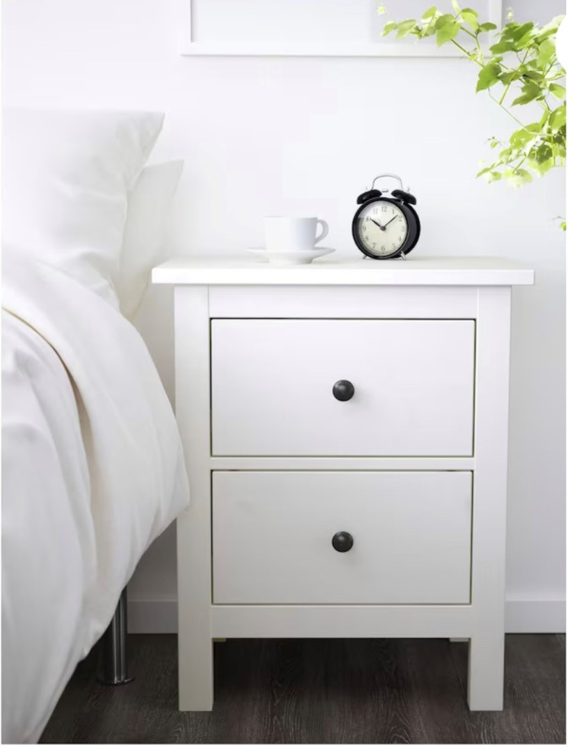 Hemnes Ikea Bedside Table White (2 available), Furniture & Home Living