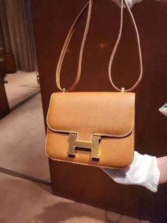 Hermes Constance Slim Wallet Vert Criquet Waist Belt Bag Gold