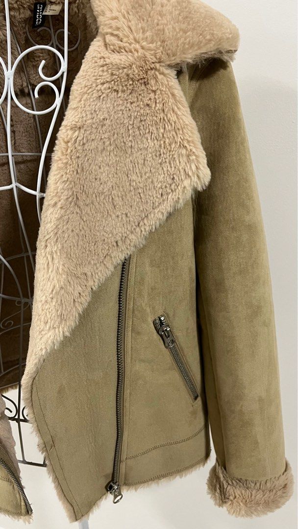 Faux suede hot sale coat h&m