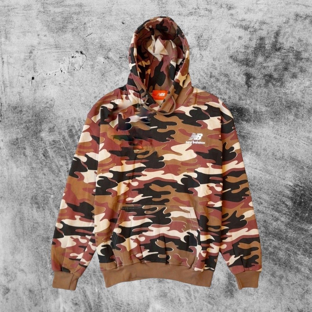 Hoodie New Balance Logo Camo Coklat Fesyen Pria Pakaian Baju Luaran di Carousell