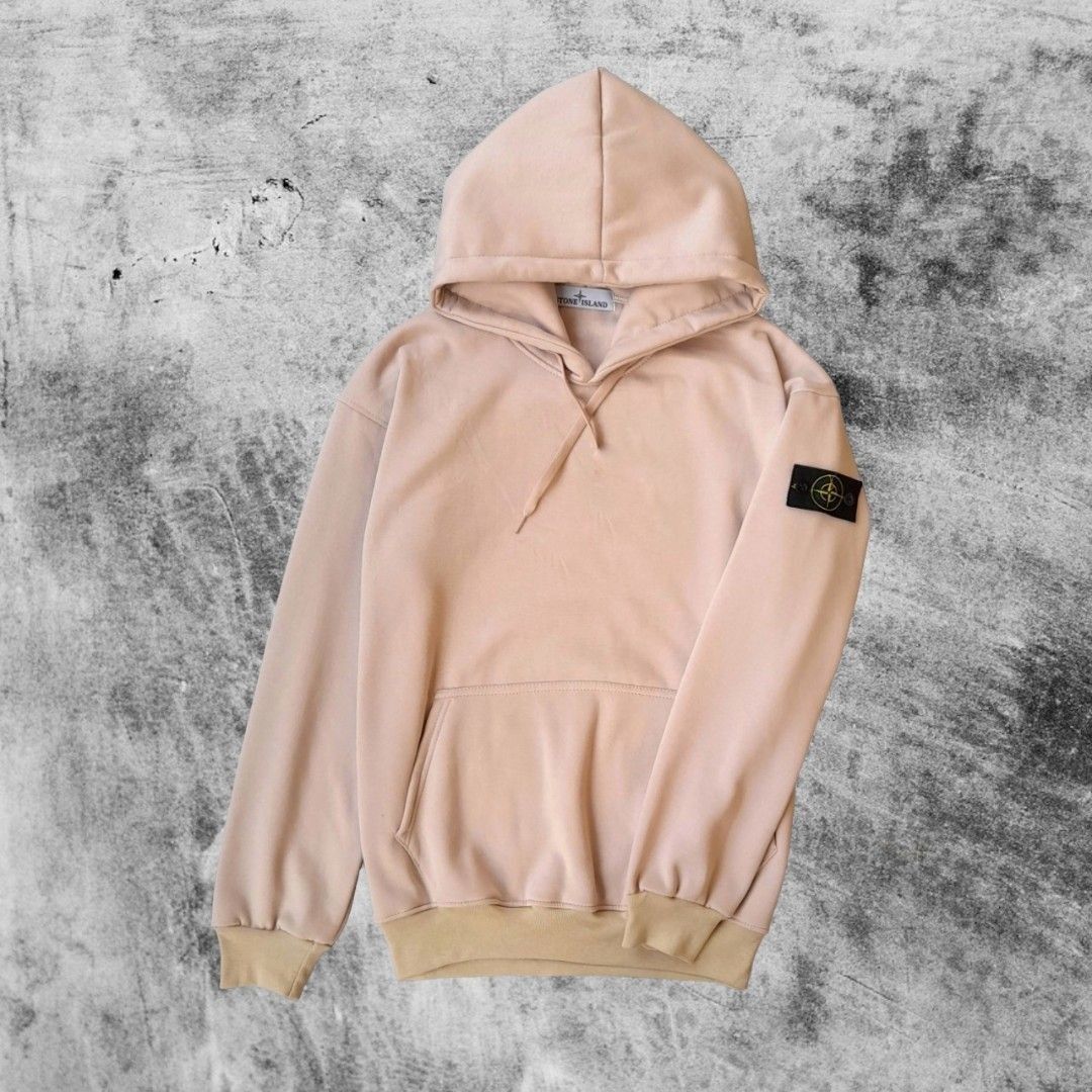 Peach stone island hoodie cheap
