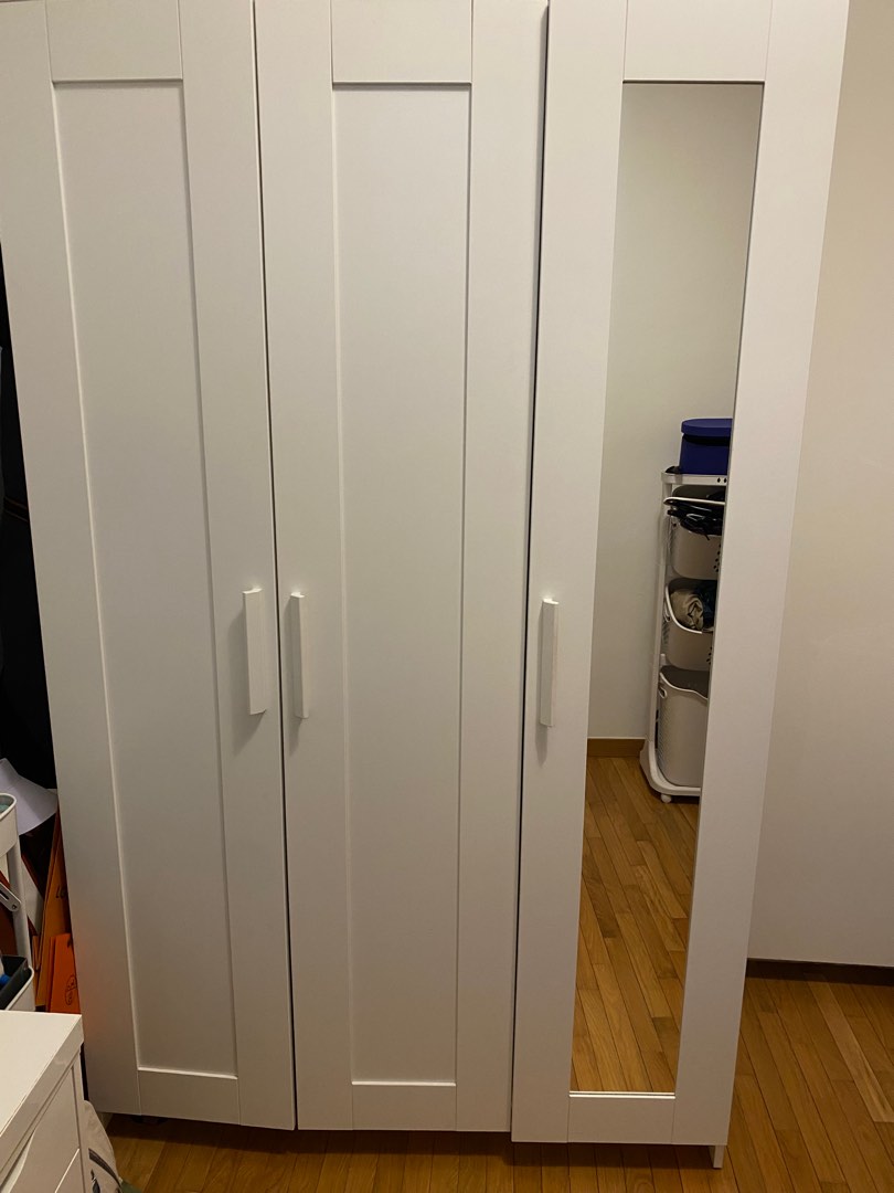 IKEA Brimnes wardrobe with 3 doors, white, 117x190 cm, Furniture & Home